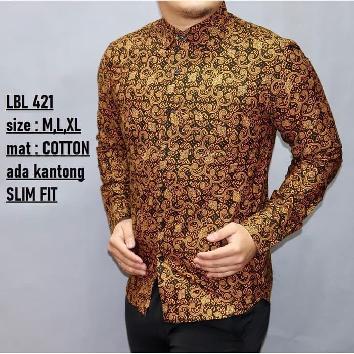 KEMEJA BATIK SLIMFIT LBL 421 KEMEJA LENGAN PANJANG BAHAN KATUN