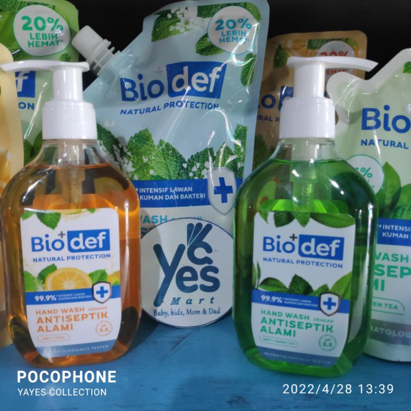 Sabun Cuci tangan Hand Wash 250 ml Botol Pump 200 ml Refil Pouch Biodef Bio Def Antiseptik Alami