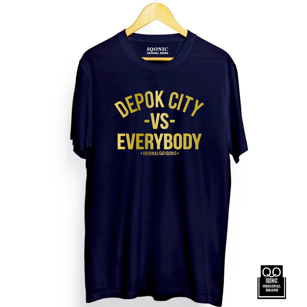 Kaos Distro Men &amp; Women DEPOK CITY VS EVERYBODY Text Gold - Original Premium Quality 100% Catoo