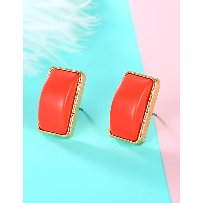 LRC Anting Tusuk Fashion White Rectangular Resin Earrings F93262