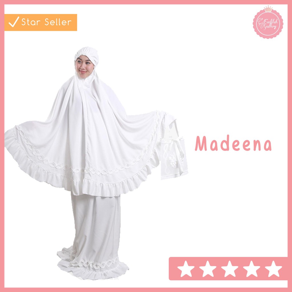 Mukena Polos Katun Dewasa Antik Madeena Murah – Mukena Putih Polos By Fadilah Gallery