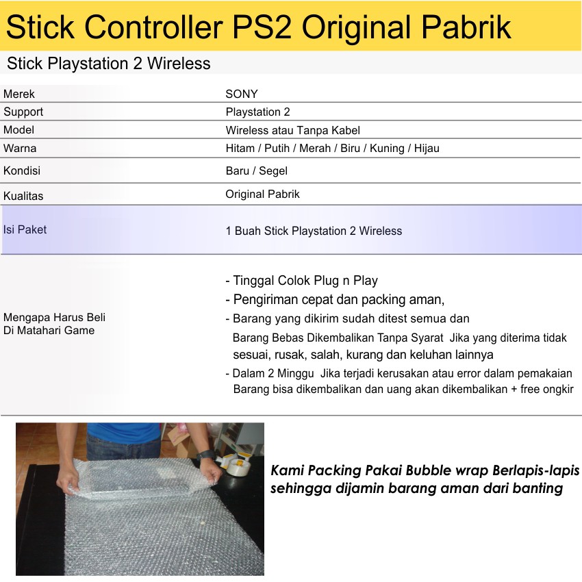 Stik Stick PS2 Wireless Sony Original Pabrik Merah