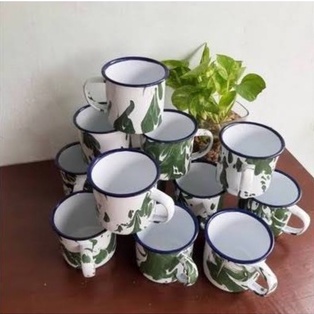 Cangkir Besi Mug Enamel Blirik 7cm | Cangkir Jadul Klasik Polos | Gelas Antik Blurik Hijau