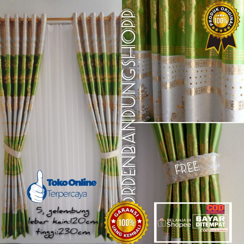 Gorden Jendela Rumah Murah Mewah Dan Elegan Bahan Blackout Tinta Emas 5 (Gelembung) T230cm