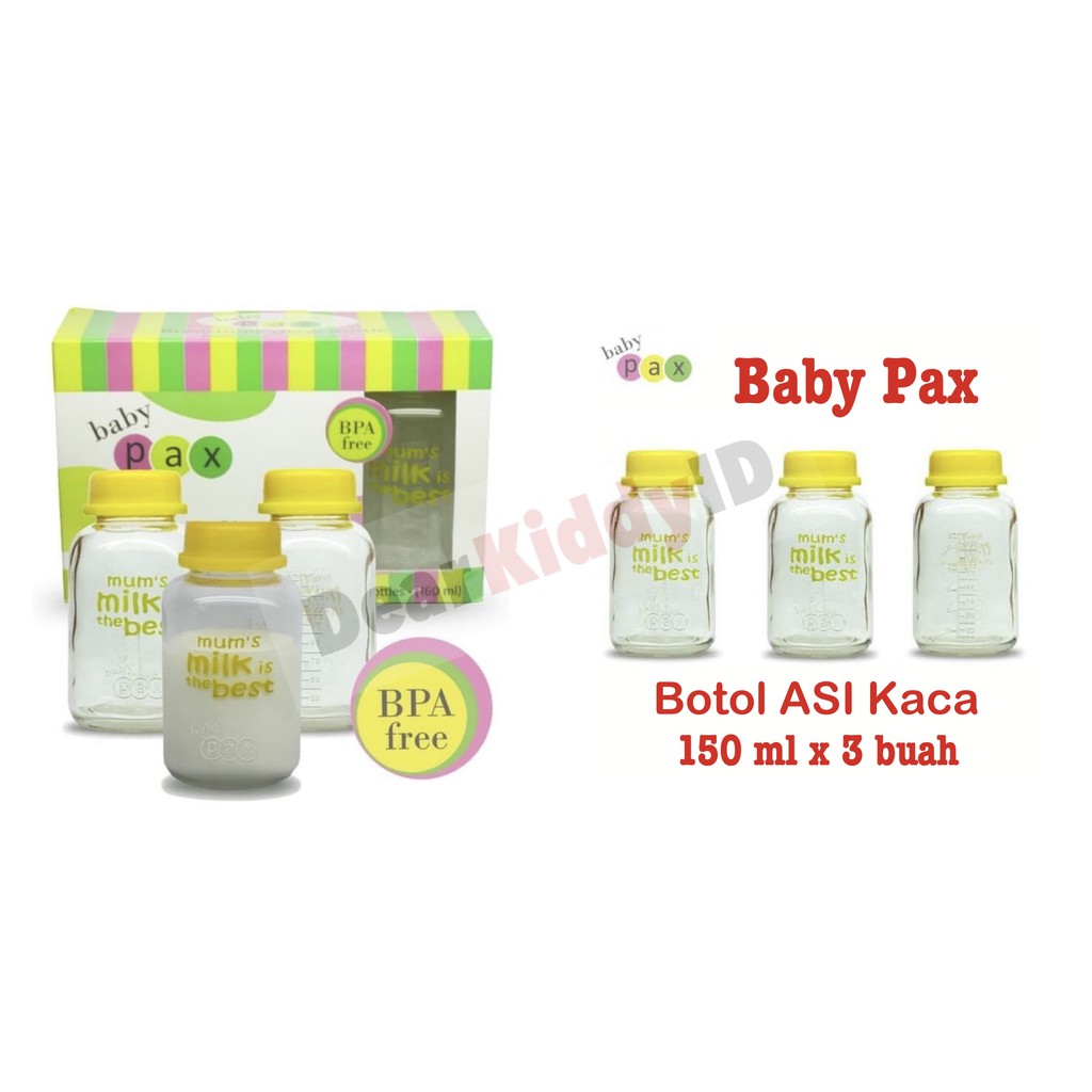 Baby Pax Breastmilk Glass Bottle (1dus=3pcs)