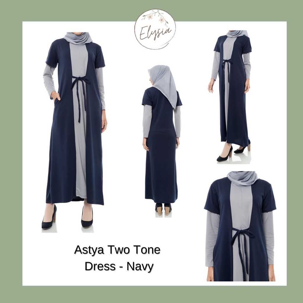 Astya Two Tone Dress - Dress/ Gamis/ Tunic Atasan Pakaian Wanita