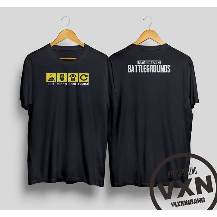 Kaos Baju Obral Combed 30S Distro EAT SLEEP LOOT REPEAT PUBG