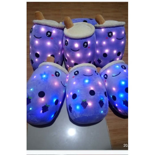 Boneka Minuman Boba Jumbo Ungu Led/Boba Jumbo Segalon/Boba Viral