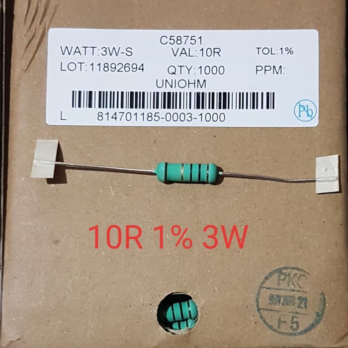 Resistor 10R 1% 3W MF Taiwan