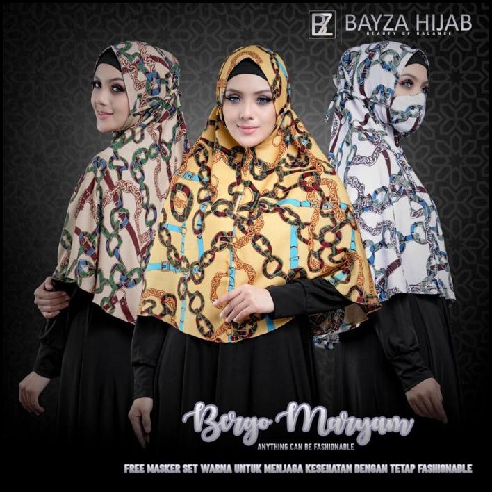 Jilbab Syari Bergo Maryam Rayon Motif Ori Bayza Hijab