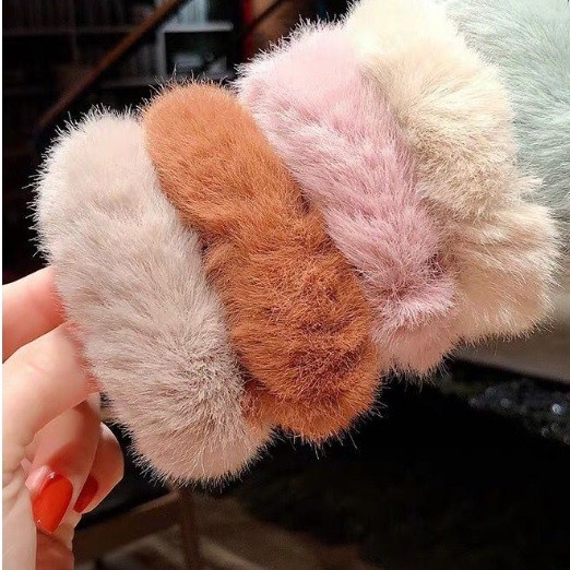 MURMURE.ID | IKAT RAMBUT BULU JUMBO LEMBUT KARET CEPOL WANITA RASFUR ALA KOREA HA065-JUMBO BROWN