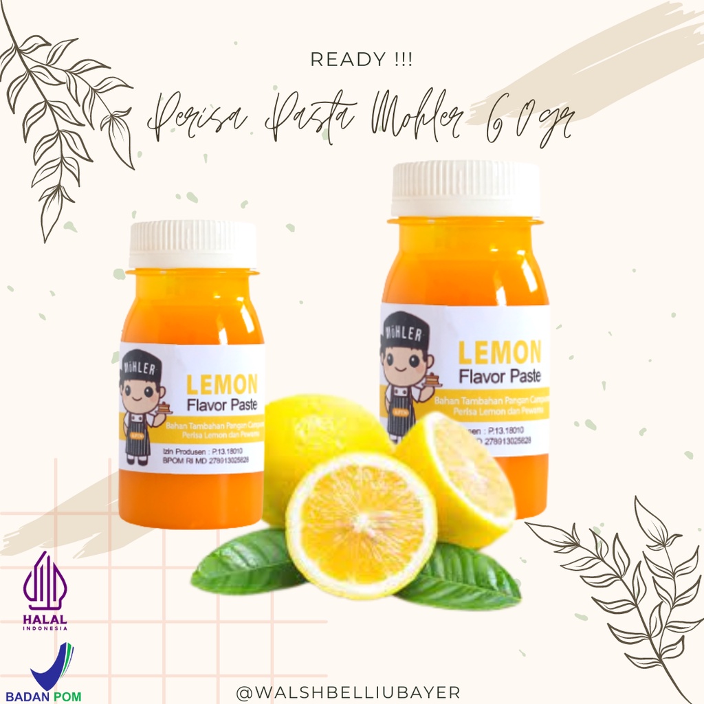 

⚡COD⚡ PERISA PASTA PEWARNA MOHLER LEMON 60gr / PERISA PASTA MOHLER LEMON INI COCOK UNTUK TAMBAHAN ADONAN ICE CREAM / PERISA PASTA LEMON COCOK UNTUK MINUMAN BUKA PUASA DAN TAKJIL / MOHLER Pasta perisa pewarna LEMON DIJAMIN HALAL
