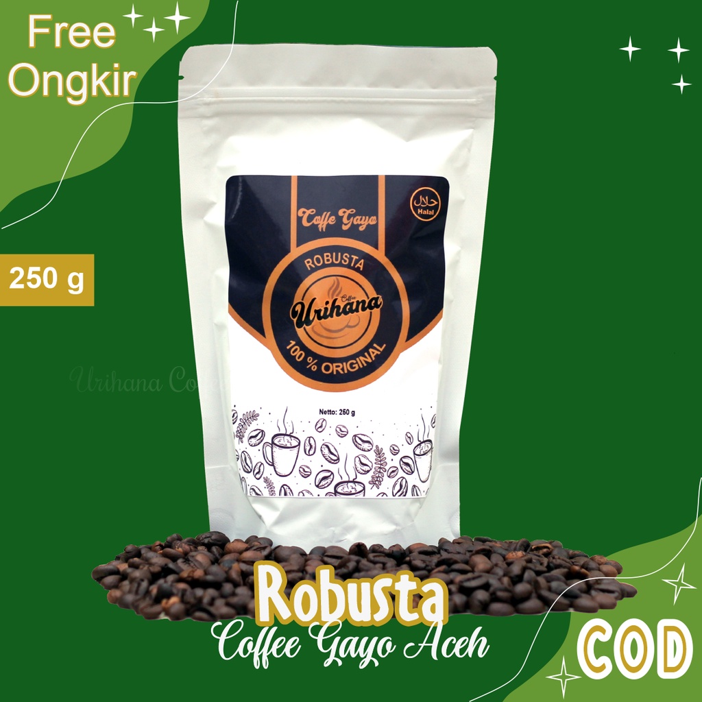

Bubuk Kopi Robusta Gayo Aceh Coffee Berkualitas Asli Murni Organik Original Urihana 250 Gram Murah