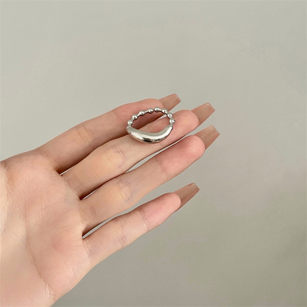 1pc Cincin Jari Telunjuk Model Terbuka Dapat Disesuaikan Warna Silver Gaya Korea Untuk Wanita