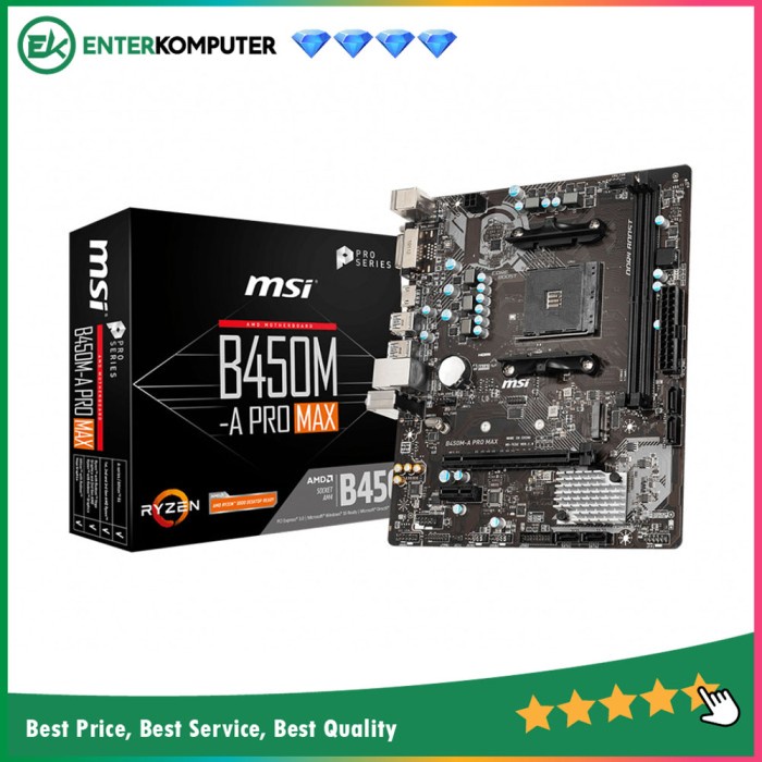 MSI B450M-A Pro MAX (AM4, AMD Promontory B450, DDR4, USB3.2, SATA3)