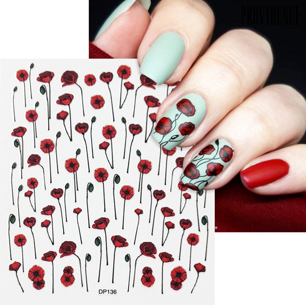 Providence 10Pcs/Set 3D Nail Branches Patterns Sticker Japanese Style Colorful Flowers Leaves Sticker Decal Rose Branch Slider for Manicure