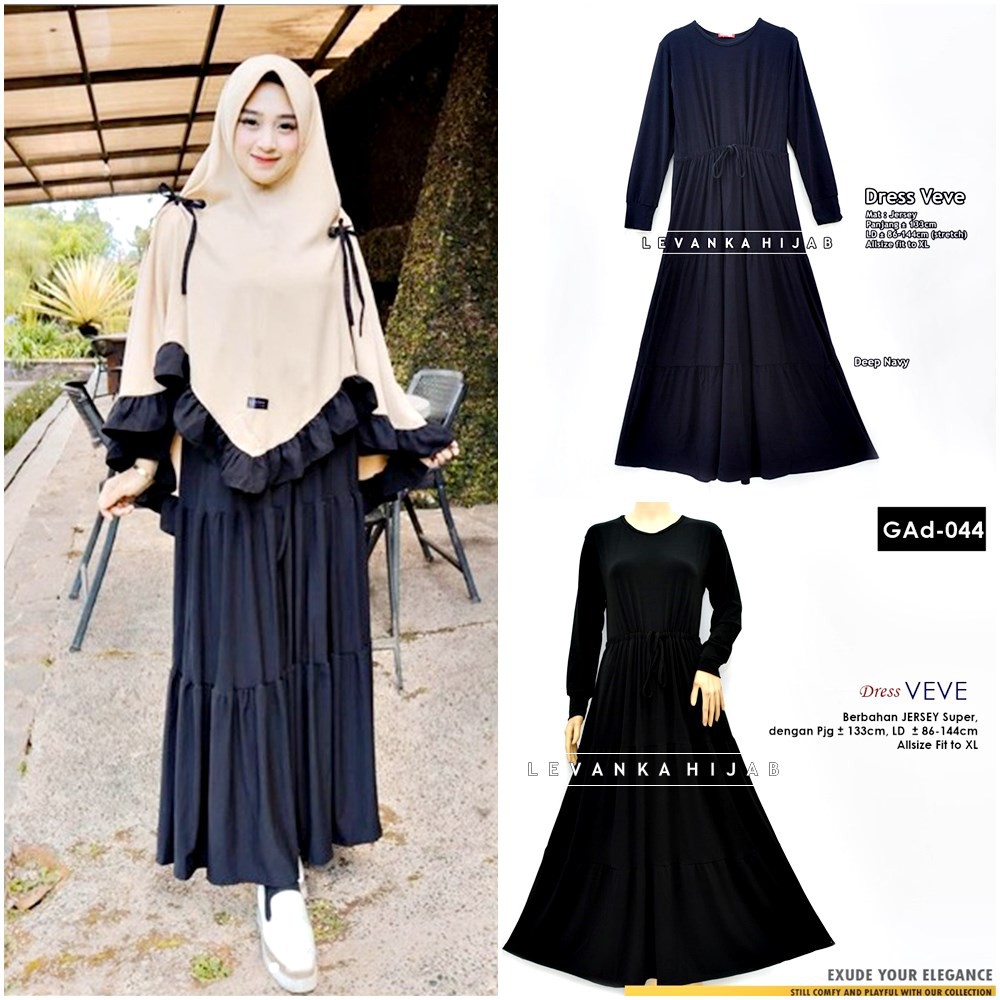 Gamis Susun Canda Polos / Gamis Ruffle kode GAd bahan Jersey Korea ORI