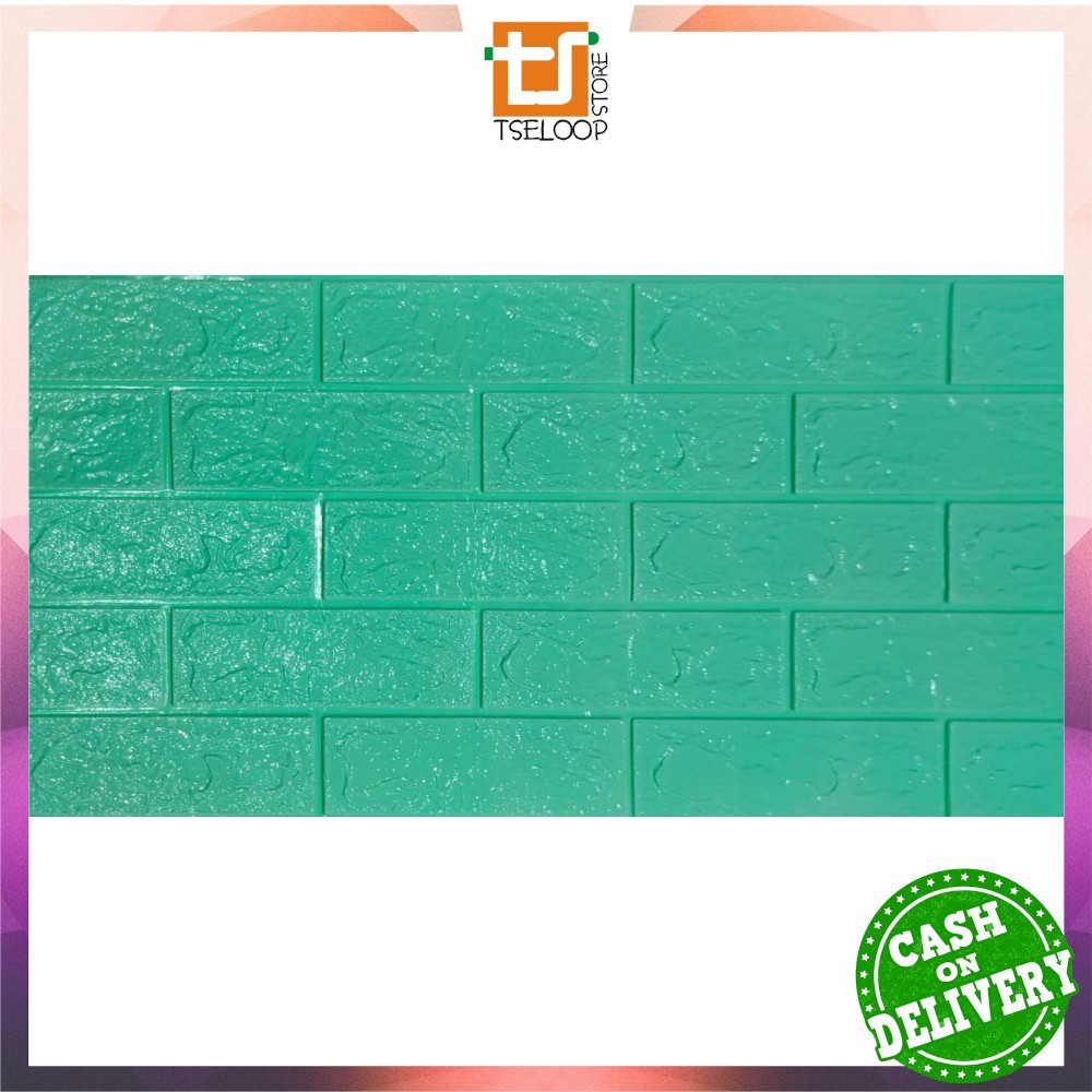 OFM-C206 Wallpaper Dinding Foam 3D Kecil Motif Batu Bata / Walpaper Stiker Dinding Dekorasi Kamar-BatuBata HIJAUKUNING