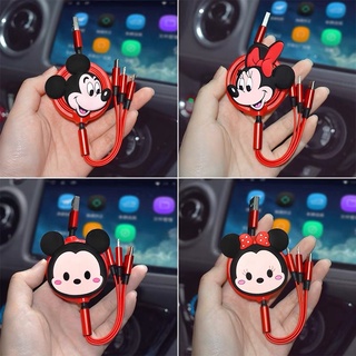 kabel charger mobil 3 in 1 motif mickey minnie lucu  (iphone, tipeC, dan yg biasa)  CHARGER MOBIL // Car Charger Hippo 2 Output 3.4A + kabel 3 in 1 Android Iphone Type-C mickey minnie mouse emily