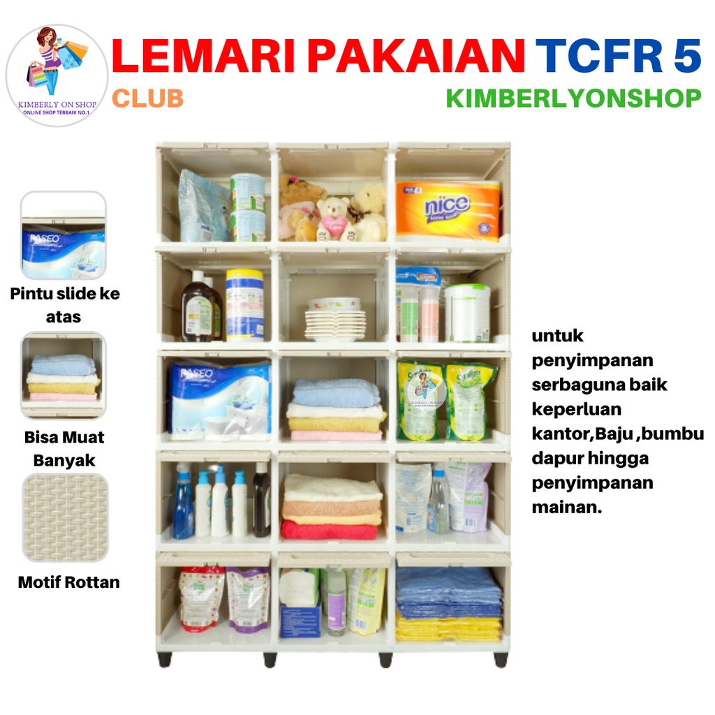 Lemari Pakaian Laci Kabinet Plastik Triple Flip Susun 5 TCFR5 Club