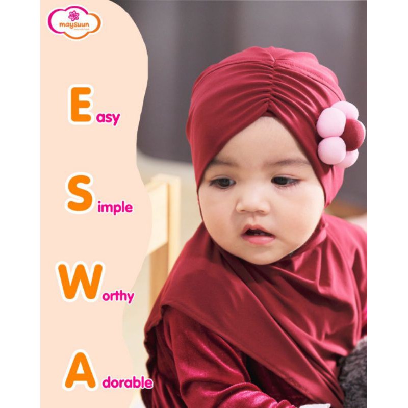 JILBAB HIJAB ANAK BAYI BALITA BAHAN JERSEY POLOS LUCU PREMIUM ESWA ORIGINAL BY MAYSUUN
