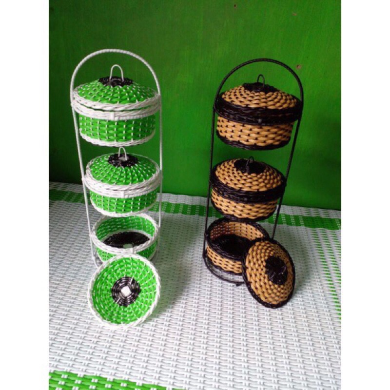 COD - RAK BUMBU RANTANG 3 SUSUN ROTAN SINTETIS