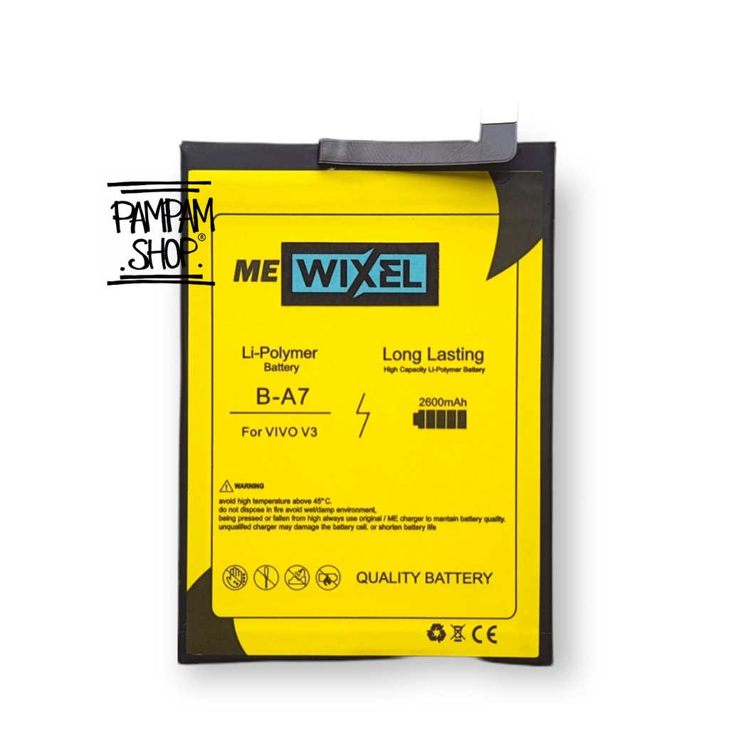 WIXEL ME Baterai Vivo V3 B-A7 BA7 Real Capacity Battery Original Batre Batrai HP Handphone Ori