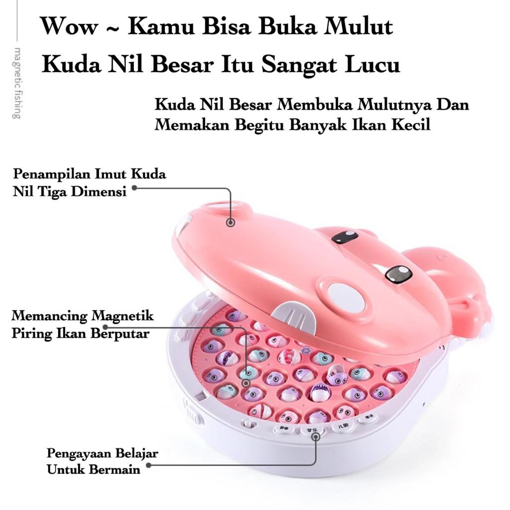 [FUNNY]Mainan Pancingan Ikan Hippo Isi 45pcs Model Hippo Ukuran Besar Model Lengkap Music Dan Piano