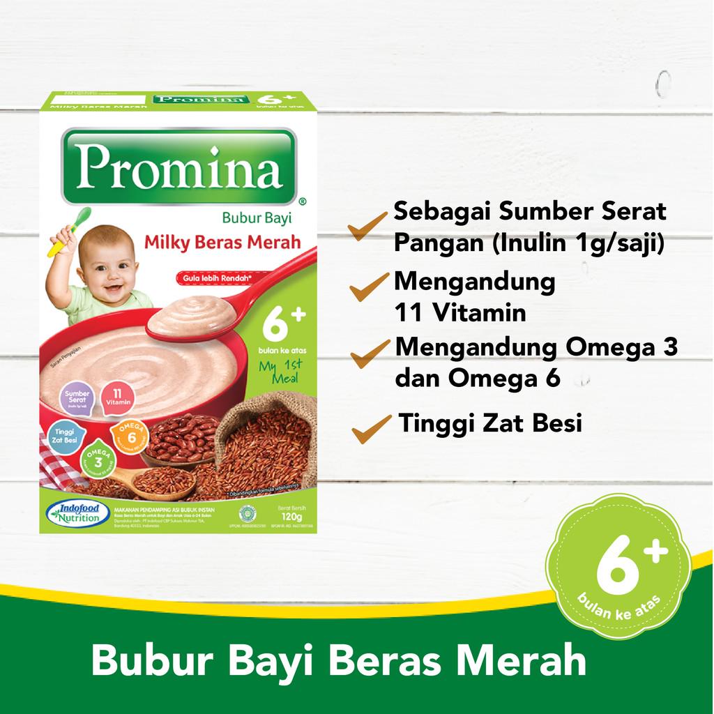 Promina Bubur Bayi 6+ Banana Milk Box 120 g x 1 Pcs + Promina Bubur Bayi 6+ Beras Merah Box 120 g x 1 Pcs