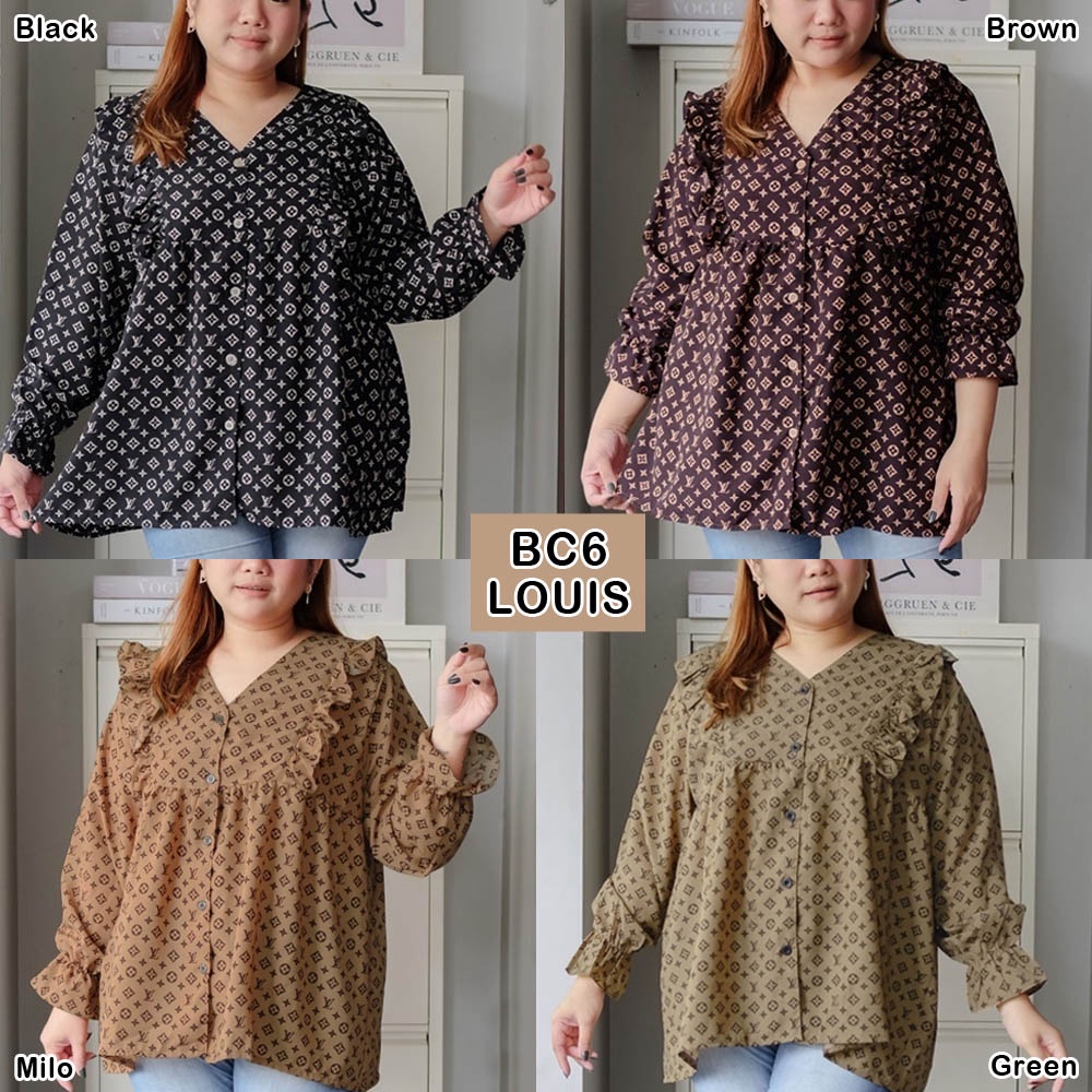 BIGCLO - (COD) Blouse Jumbo BC6 Atasan Wanita Lengan Panjang Bigsize