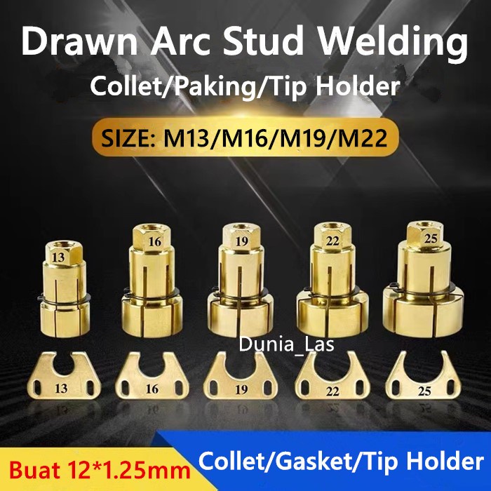 Drawn Arc Stud Welding Mesin Las Collet Paking Gasket Tip Holder M13 M16 M19 M22