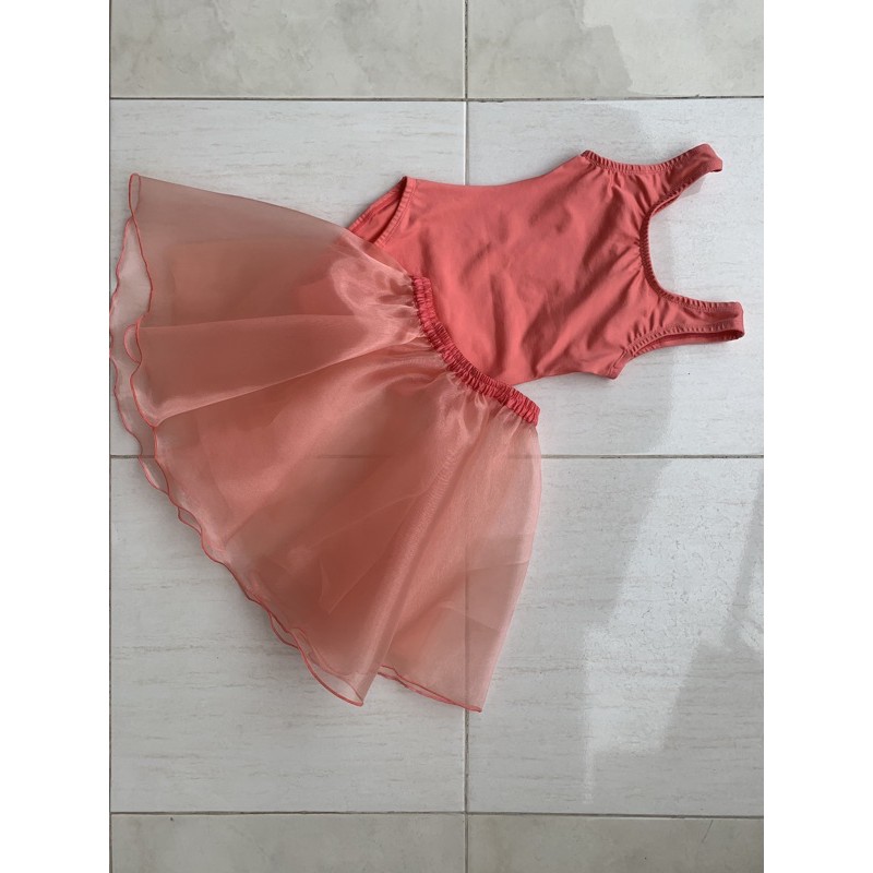 BAJU BALET BALLET SET LEOTARD TUTU TARI GYM BAJU PESTA ANAK POLKADOT PINK ROSE ATASAN SENAM BALERINA