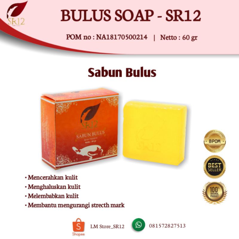 Sabun Bulus SR12/Sabun Herbal/Penghilang stretch mark