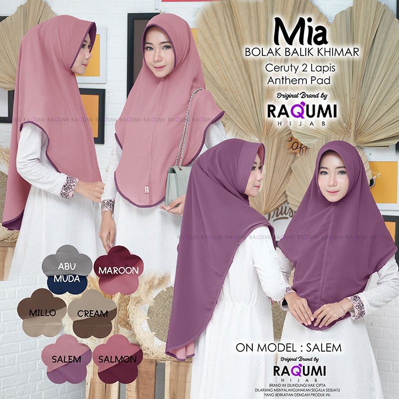 Mia bolak balik Khimar / Khimar ORI by Raqumi