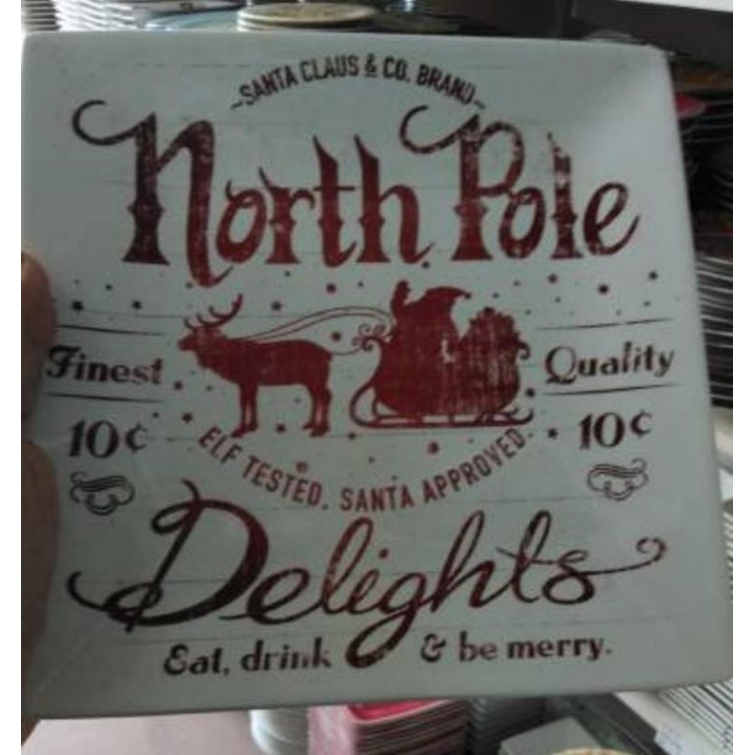 Piring Keramik SANGO Natal Christmas Putih Northpole Rusa Cantik 25 cm