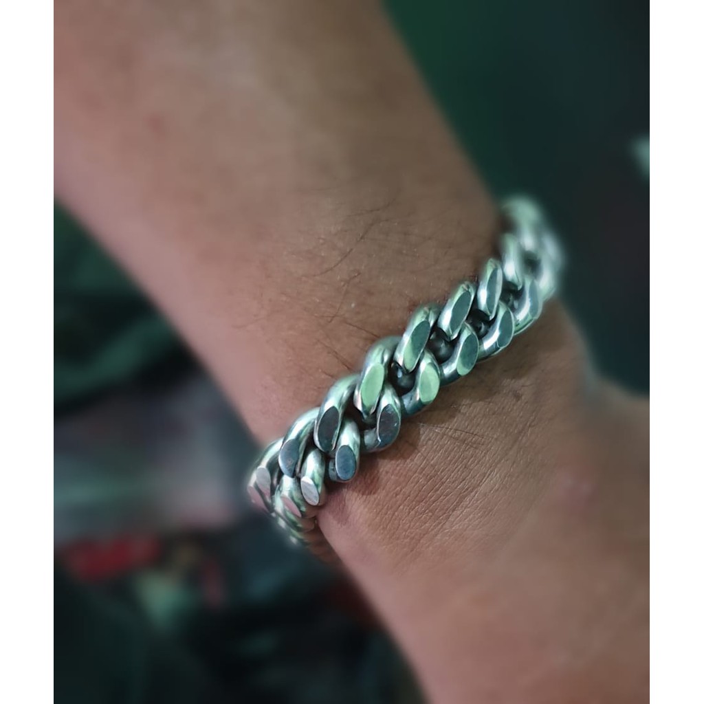 Gelang Rantai Tangan Pria Baja Putih / Gelang Rantai Pria Anti Karat