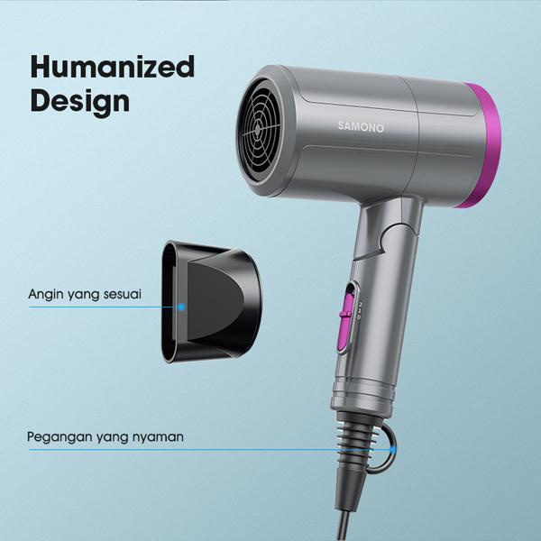 Samono Hair Dryer 1000Watt Pengering Rambut Dapat Dilipat 2 Tingkat Kecepatan Perawatan Rambut Proteksi Ganda SW-HDG11 SW-HDB11