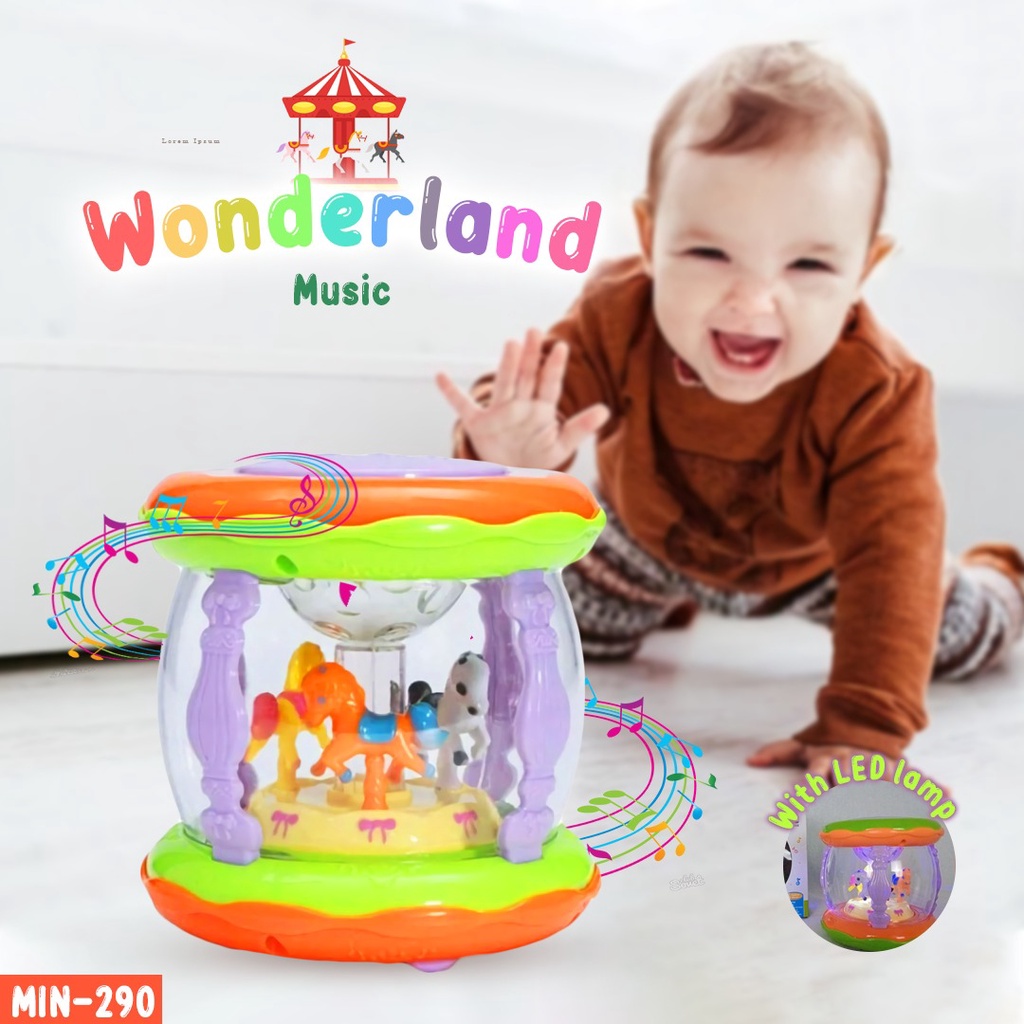 Wonderland Merry Go Round Music Drum Mainan Musik Bayi MUSIC BOX MAINAN MUSIK