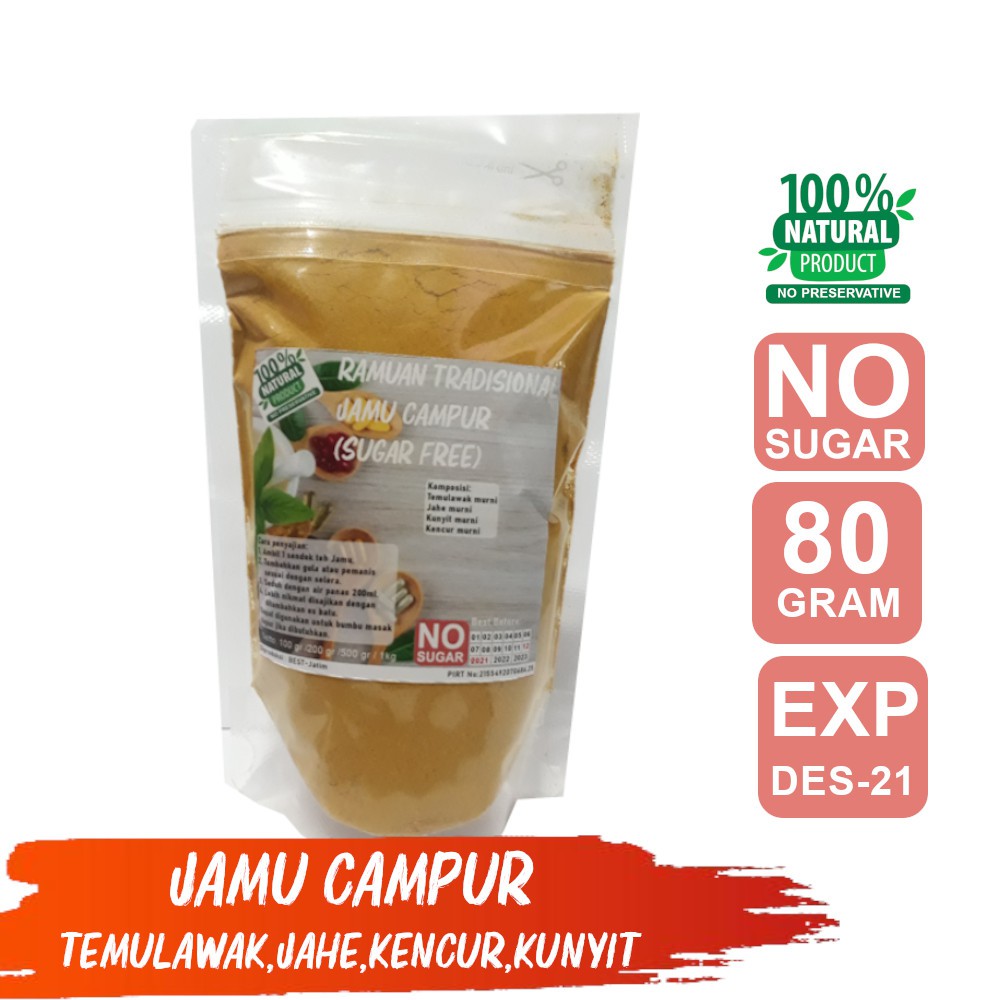 

Jamu Campur Temulawak Jahe Kencur Kunyit Tanpa Gula 80 Gram