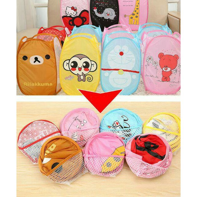 DD33 Keranjang Baju Basket sama plastik yg terdapat pada foto MOTIF lipat karakter lucu (1KG=13PCS)