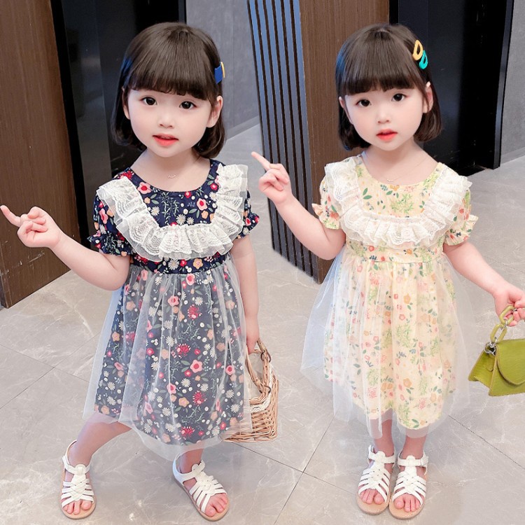 DR84-Dress Anak Perempuan Motif Bunga Lace Brukat