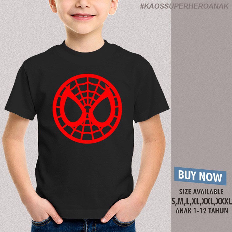 kaos anak spiderman topeng / baju topeng spiderman anak