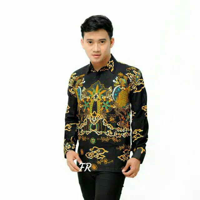 Kemeja Batik Pria Lengan Panjang Size M L Xl Xxl  Bswart Hrb026 Kenongo Lengan Panjang