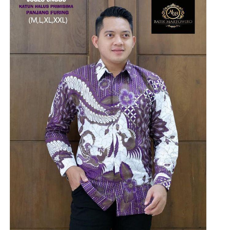 Sangat Nyaman JOGLO UNGU KEMEJA BATIK PRIA LENGAN PANJANG REGULER FIT 0Z8