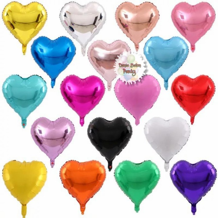 Balon Foil Love / Balon Foil Bentuk Hati 40cm Perpack Isi 50pcs