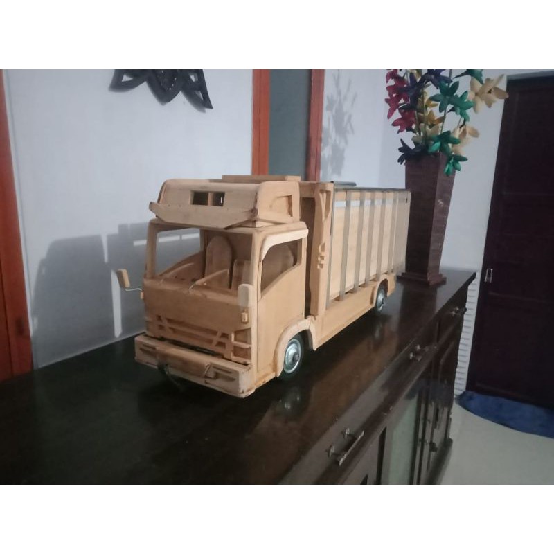 Miniatur Truk Ukuran 30x90 Full Kayu Ban Trolli Shopee Indonesia