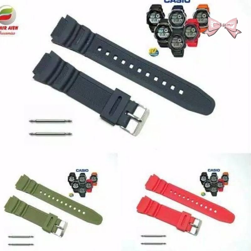 Strap Tali Jam Casio W-216H W216-H W216H W 216 H Free Pen