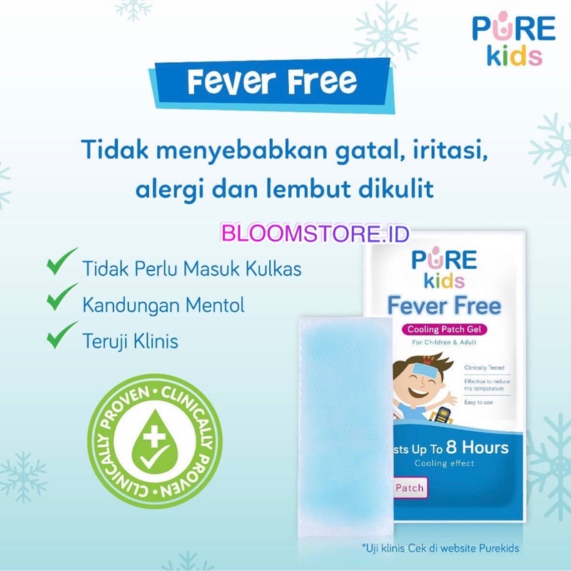 PURE KIDS Kid Baby Fever Free Cooling Patch Gel Plester Plaster Penurun Panas Obat Demam Bayi Anak 1 Lembar