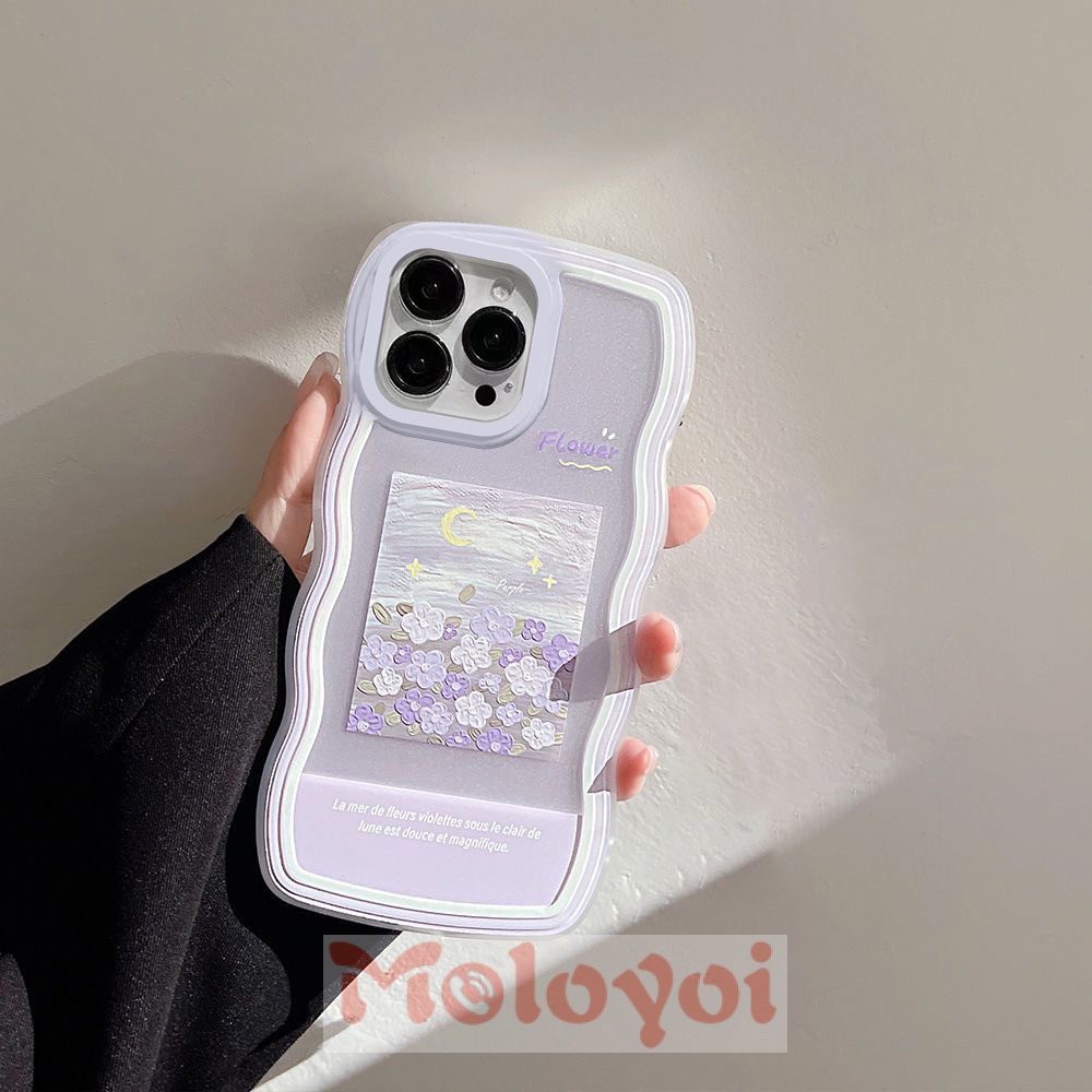 Soft Case Motif Bunga Ungu Untuk IPhone 6 6s 7 8 14 Plus XR 11 12 13 Pro MAX X XS MAX SE 2020