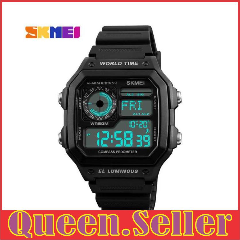 QS1276 fashion perhiasan akseoris SKMEI Jam Tangan Digital Pria Kompas Pedometer Kalori - 1373